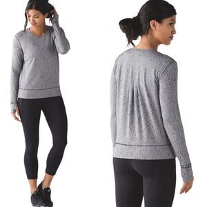 Lululemon Rush Hour Long Sleeve Running Luon Spray Jacquard White Black